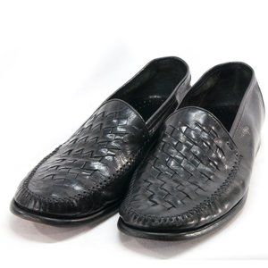 Alfani Mens black Italian woven loafers sz 11.5